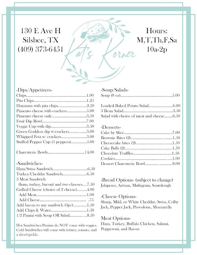 Kat's Korner, LLC Menu image 1